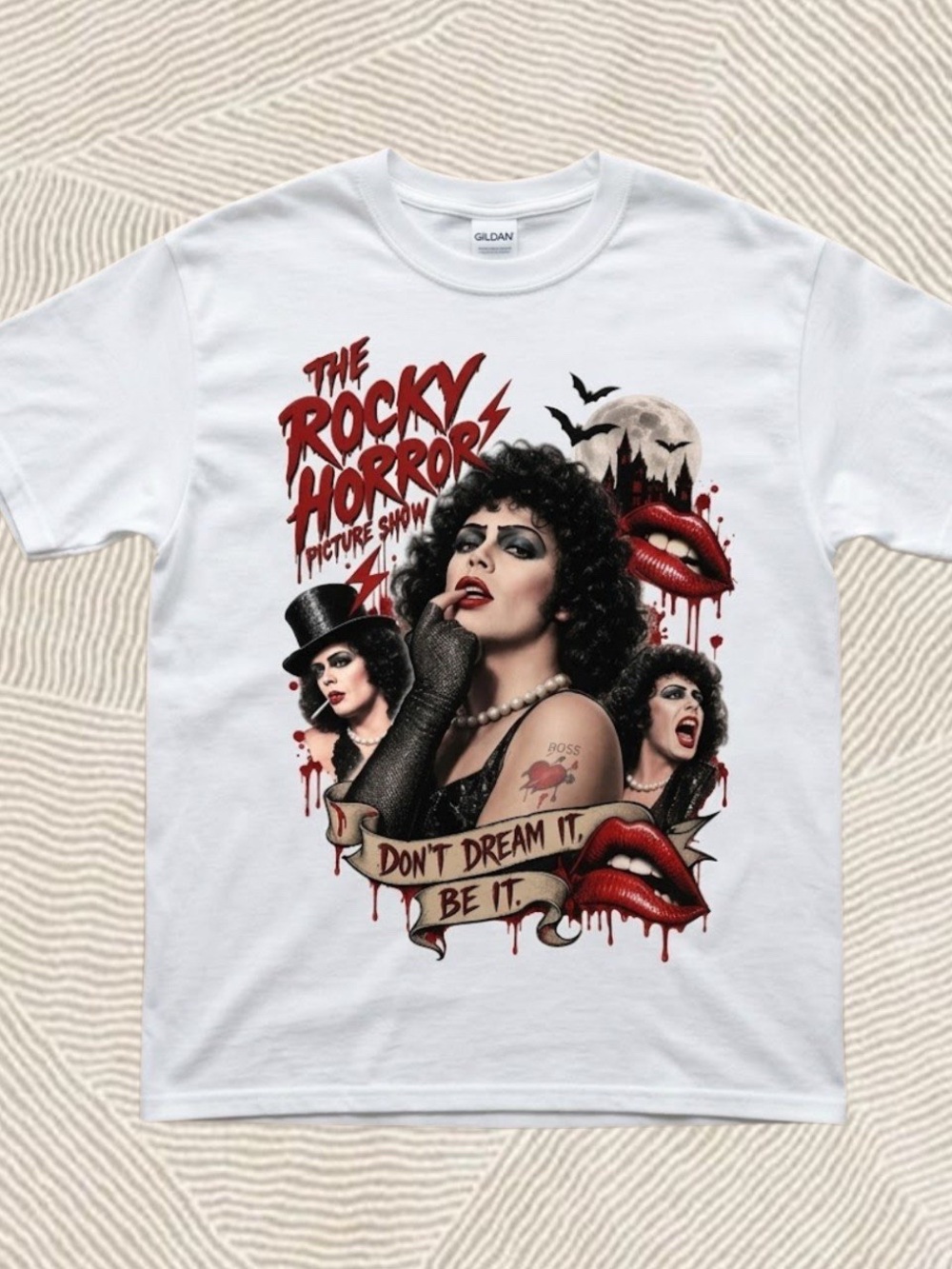 Tim Curry T-shirt, Rocky Horror Picture White Graphic Tee Halloween Horror Shirt